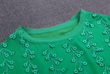 Cap Sleeve Embroidery Silk Top