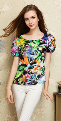 Silk Printed Puffy sleeve Top