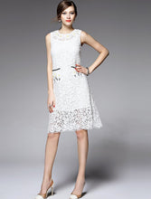 Sleeveless Emb. Lace Dress in White