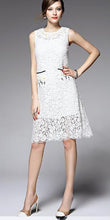 Sleeveless Emb. Lace Dress in White