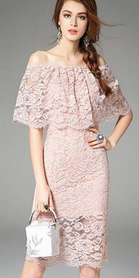 Vintage Off-the-shoulder Layered Lace Dress