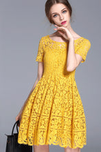 Short sleeve flare lace dress