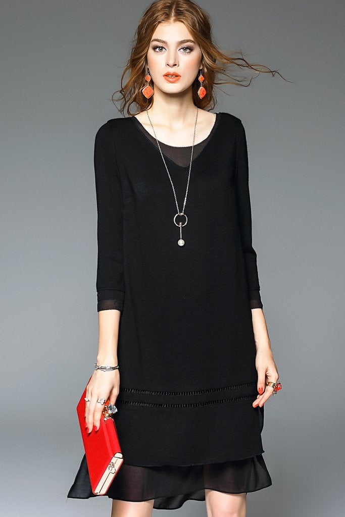 Tiered Knit Shift Dress