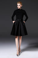 LONG SLEEVE CONTRAST A-LINE DRESS