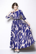 1/2 Sleeve Fit And Flare Long Dress - With Belt