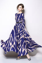 Twirly 1/2 Sleeve Fit And Flare Long Dress - With Belt