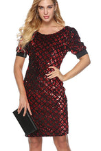 HALF SLEEVE SEQUIN SHEATH DRESS
