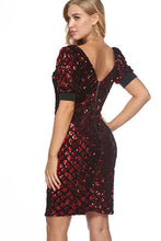 HALF SLEEVE SEQUIN SHEATH DRESS