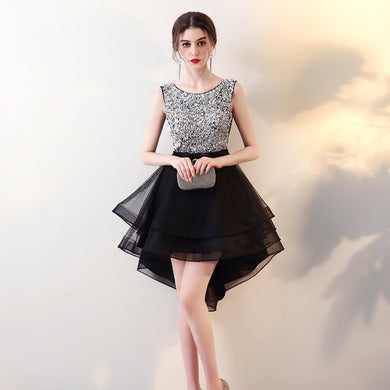 Sleeveless Sequin High Low Formal Dress