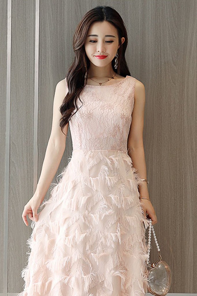 Feather Skirt Lace Sleeveless Dress Vicky and Lucas Feather Skirt Lace Sleeveless Dress Vicky and Lucas