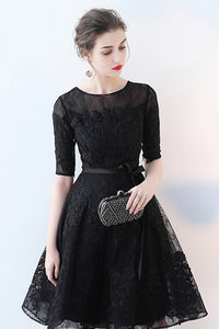 HALF SLEEVE LACE A-LINE DRESS