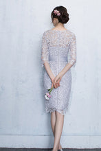 3/4 SLEEVE HOLLOW OUT LACE SHEATH DRESS WITH WAIST BOWKNOT