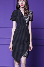 Short Sleeve Contrast Surplice Midi Dress