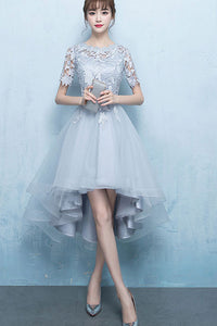 Hollow Out Patchwork High Low Tulle Formal Dress