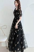 Flare Sleeve V-neck Embroidered Tulle Maxi Dress