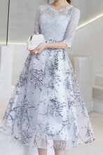 Half Sleeve Lace Top Contrast Midi Dress