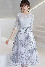 Half Sleeve Lace Top Contrast Midi Dress