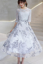 Half Sleeve Lace Top Contrast Midi Dress