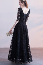 Sheer Sleeve Double V-neck Patchwork Maxi Dress