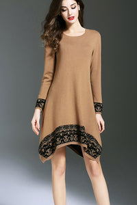 Long Sleeve Asymmetrical Hem Sweater Dress