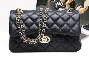 Lamb Leather Quilted Metal Chain purse
