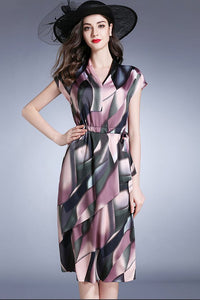 V-neck Silk A-Line Dress