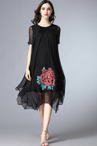 Asymmetric-hem Silk Midi Dress