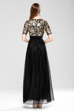 SHORT SLEEVE SEQUIN EMBROIDERY FORMAL DRESS - M/L in Clearance