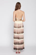 Sequin & Fringe Halter Gown