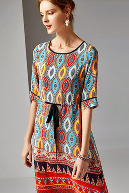 Drawstring Silk A-line Dress