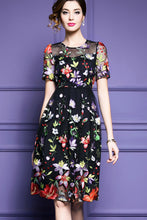 Short Sleeve Embroidered Midi Dress