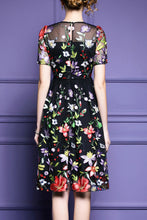 Short Sleeve Embroidered Midi Dress