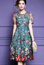 Short Sleeve Embroidered Midi Dress