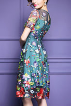 Short Sleeve Embroidered Midi Dress