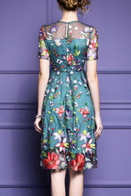 Short Sleeve Embroidered Midi Dress
