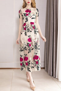 Semi-Sheer Floral Fit & Flare Dress
