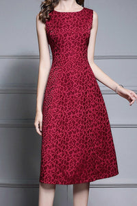 Sleeveless Jacquard Fit & Flare Dress