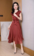 Falvey Cap Sleeve Waist Belted Contrast Fit&Flare Dress