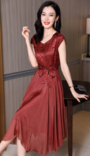 Falvey Cap Sleeve Waist Belted Contrast Fit&Flare Dress