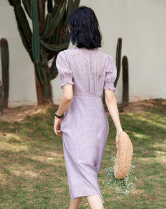 Sibyl V-neck Elastic Waist Midi Dress
