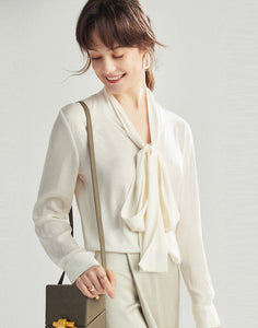 Lilith Neck Bowknot Button Down Silk Shirt