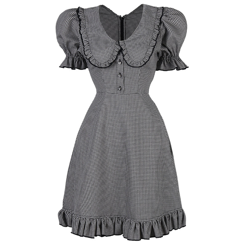 ワンピース LOOKAST CORA PUFF SLEEVE MINI DRESS_2colors Aviva on Earth -Short Puff Sleeve Doll Collar Mini Dress