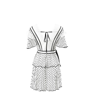 Aviva on Earth -Short Flare Sleeve Double V-Neck Layered Dress