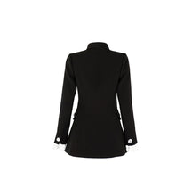 Aviva on Earth -Long Contrast Sleeve Double Breasted Long Blazer