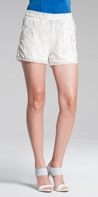 Viscose and Jersey Combo Shorts - White