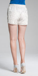 Viscose and Jersey Combo Shorts - White