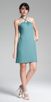 Printed Halter Dress - Aqua