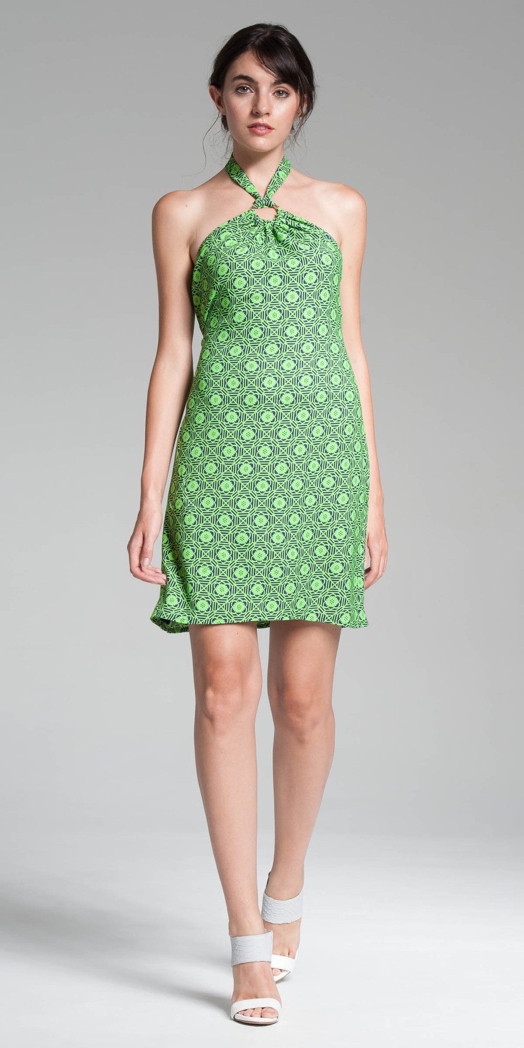 Printed Halter Dress Lime