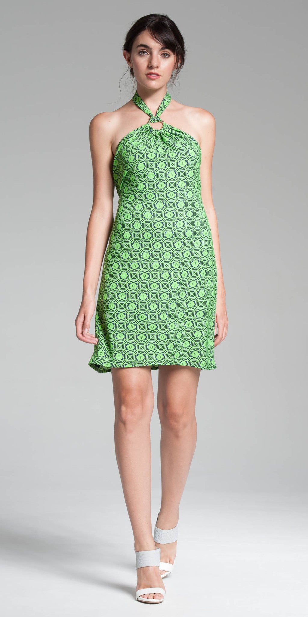 Printed Halter Dress - Lime