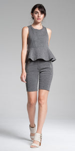 Sleeveless Peplum Top - Dk. grey